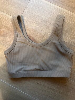 ALO Yoga Ribbed Scoop Bralette in Tan